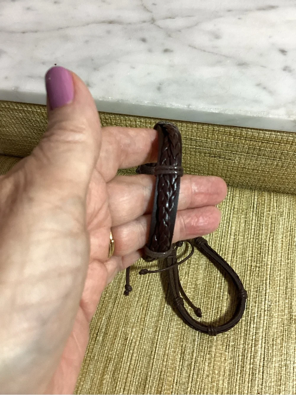 Men's Dark Brown Leather Braided Bracelet Set